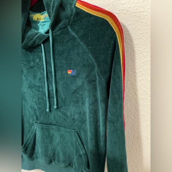 Aviator Nation Classic Velvet Pullover Hoodie Sweatshirt Size XS - Picture 4 of 8